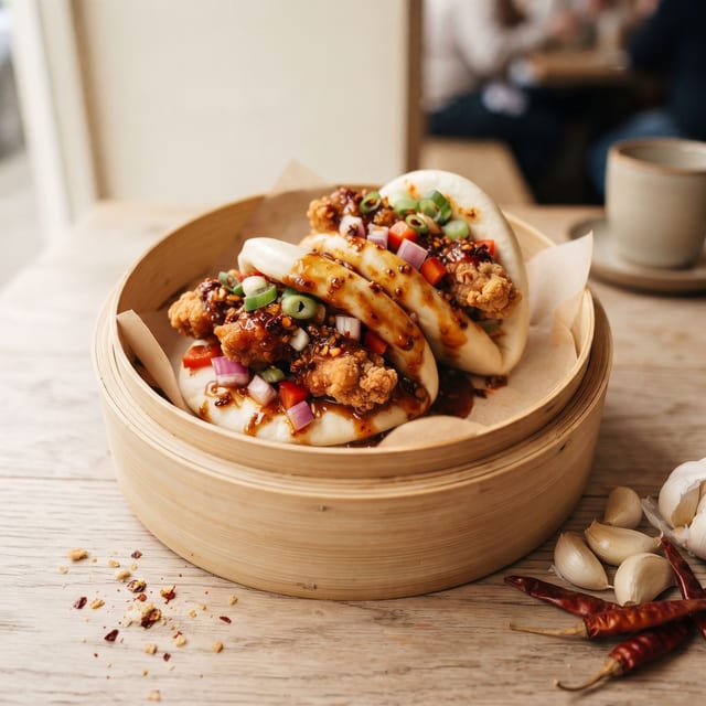 Chilli Garlic Chicken Bao.