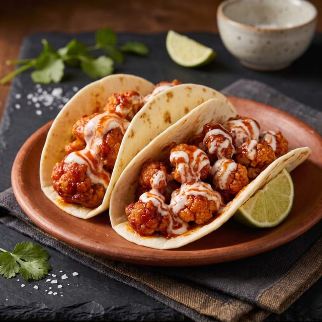 Indian Street Style Cauliflower Taco.
